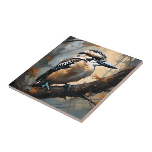 Charmantes Lachen: Kookaburra in Ölfarbe Fliese (Seite)
