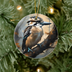 Charmantes Lachen: Kookaburra in Ölfarbe Keramik Ornament