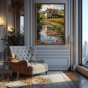 Charmantes Landhaus von Lily Pond Impressionismus Poster