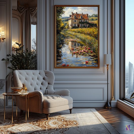 Charmantes Landhaus von Lily Pond Impressionismus Poster