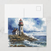 Charmantes Leuchtturm mit Waves Postkarte (Vorne/Hinten)
