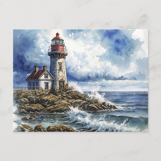 Charmantes Leuchtturm mit Waves Postkarte (Vorderseite)