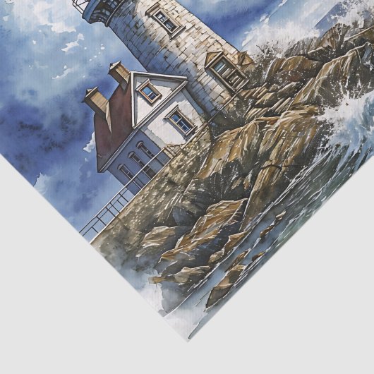 Charmantes Leuchtturm mit Waves Seidenpapier (Ausschnitt)