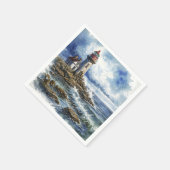 Charmantes Leuchtturm mit Waves Serviette (Ecke)