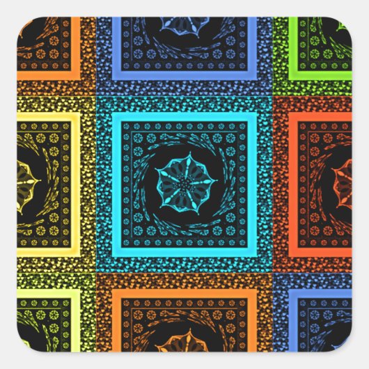 Charmantes, mehrfarbiges Musterdesign Quadratischer Aufkleber (Vorderseite)