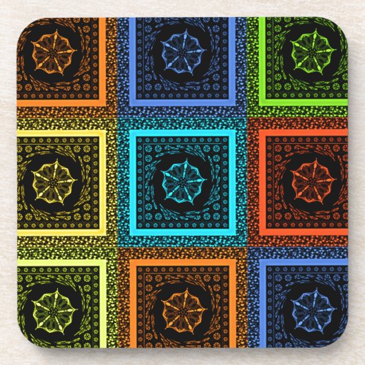 Charmantes, mehrfarbiges Musterdesign Untersetzer (Vorderseite)