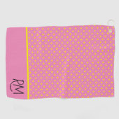 Charmantes Mit Monogramm Rosa mit gelben Polka-Pun Golfhandtuch (Horizontal)