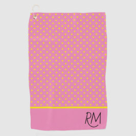 Charmantes Mit Monogramm Rosa mit gelben Polka-Pun Golfhandtuch