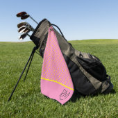 Charmantes Mit Monogramm Rosa mit gelben Polka-Pun Golfhandtuch (Gras)