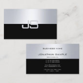 Charmantes Monogram Modernes Silver Look Schlicht Visitenkarte (Vorne/Hinten)