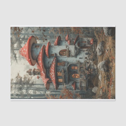 Charmantes Mushroom Tower House mit Deck Seidenpapier (Vorderseite)