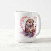 Charmantes Niedlich schönes Aquarell Rosa Otter Kaffeetasse (VorderseiteRechts)