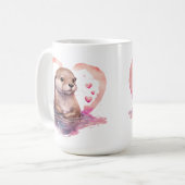 Charmantes Niedlich schönes Aquarell Rosa Otter Kaffeetasse (Vorderseite Links)