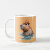 Charmantes Niedliches Capybara mit Orange Kaffeetasse (Links)
