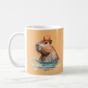 Charmantes Niedliches Capybara mit Orange Kaffeetasse