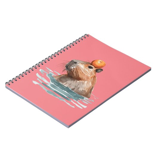 Charmantes Niedliches Capybara mit Orange Notizblock (Linke Seite)