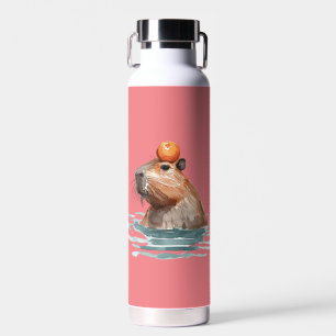 Charmantes Niedliches Capybara mit Orange Trinkflasche