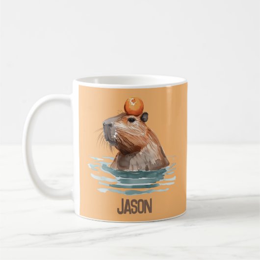 Charmantes Niedliches Capybara mit Orange und Kids Kaffeetasse (Links)