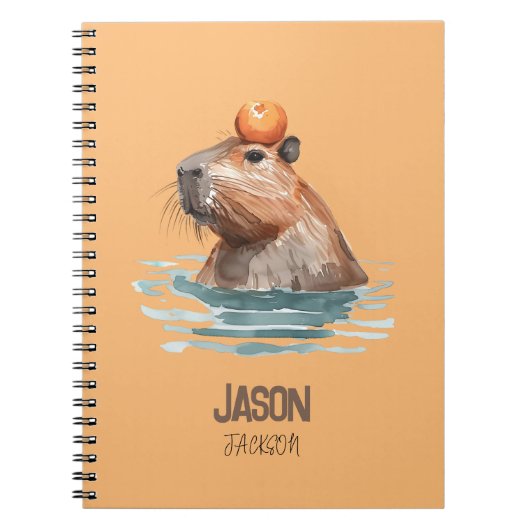 Charmantes Niedliches Capybara mit Orange und Kids Notizblock (Vorderseite)