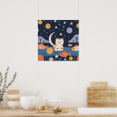 Charmantes Niedliches Kätzchen zwischen Sternen un Poster (Küche)