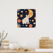 Charmantes Niedliches Kätzchen zwischen Sternen un Poster (Küche)