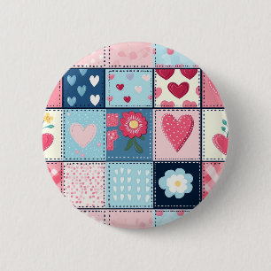 Charmantes Niedliches Patchwork-Design Button