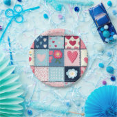 Charmantes Niedliches Patchwork-Design Pappteller (Party)