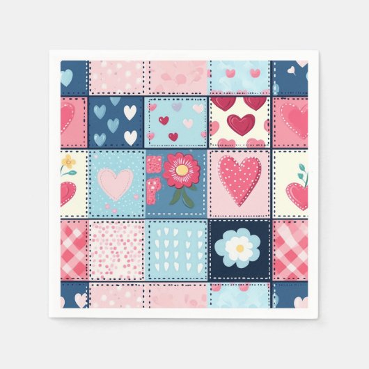 Charmantes Niedliches Patchwork-Design Serviette (Vorderseite)