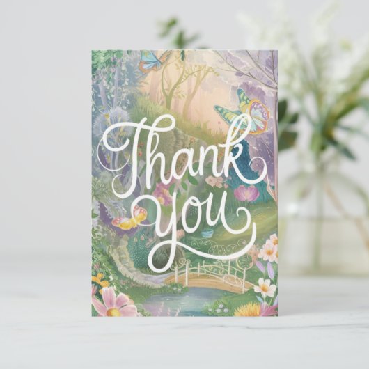 Charmantes Niedliches Wald Dankeskarte (Stehend Vorderseite)