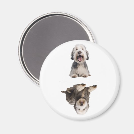 Charmantes Old English Sheepdog Geschirrmagazin Magnet (Vorderseite/Rückseite)