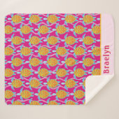 Charmantes Orange Rosa Meeresschildkröte Kunst Sherpadecke (Vorderseite (Horizontal))