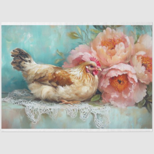 Charmantes Osterbaum Rustikale Hühnererbsen Dekoup Seidenpapier (Vorderseite)