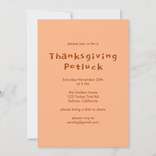 Charmantes Party des Erntedanks im Herbst Einladung (Rückseite)