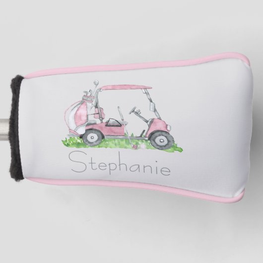 Charmantes Personalisiertes Pink Golf Cart Headcover (Vorderseite)