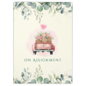 Charmantes Pink Aquarell Blume LKW Pfirsich Klemmbrett (Rückseite)