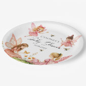 Charmantes Pink Fairies Woodland Babydusche Pappteller (Schrägansicht)