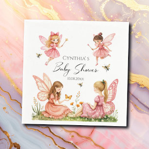 Charmantes Pink Fairies Woodland Babydusche Serviette
