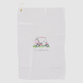 Charmantes Pink Golf Cart Personalisiert Golfhandtuch