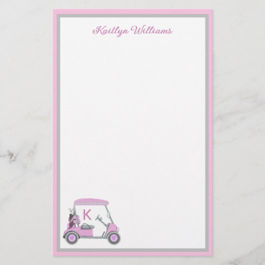 Charmantes Pink Golf Thema Personalisiert Stationi (Vorderseite)