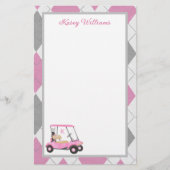 Charmantes Pink Golf Thema Personalisiert Stationi (Vorderseite)