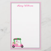 Charmantes Pink Golf Thema Personalisiert Stationi (Vorderseite)