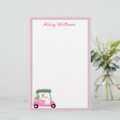 Charmantes Pink Golf Thema Personalisiert Stationi (Stehend Vorderseite)