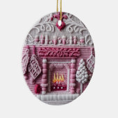 Charmantes Pink Holiday Hearth Keramik Ornament (Rechts)