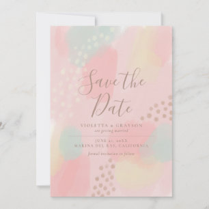 Charmantes Pink Pastel Abstrakte Hochzeit Save The Date