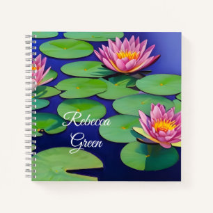 Charmantes Pink Water Lilies Notizblock