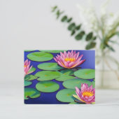 Charmantes Pink Water Lilies Postkarte (Stehend Vorderseite)