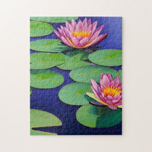 Charmantes Pink Water Lilies Puzzle