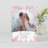 Charmantes Pink Wisteria Save the Date Einladung (Stehend Vorderseite)