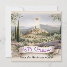 Charmantes Provence Dorf Weihnachten Wasserfarbe