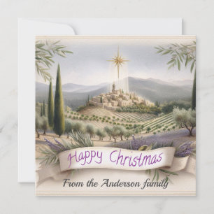 Charmantes Provence Dorf Weihnachten Wasserfarbe